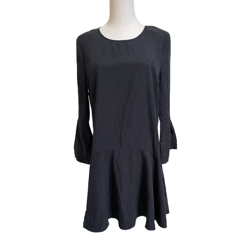 Avec Les Filles Black Long Sleeve Dress Bell Sleeve Oversized Sz Medium